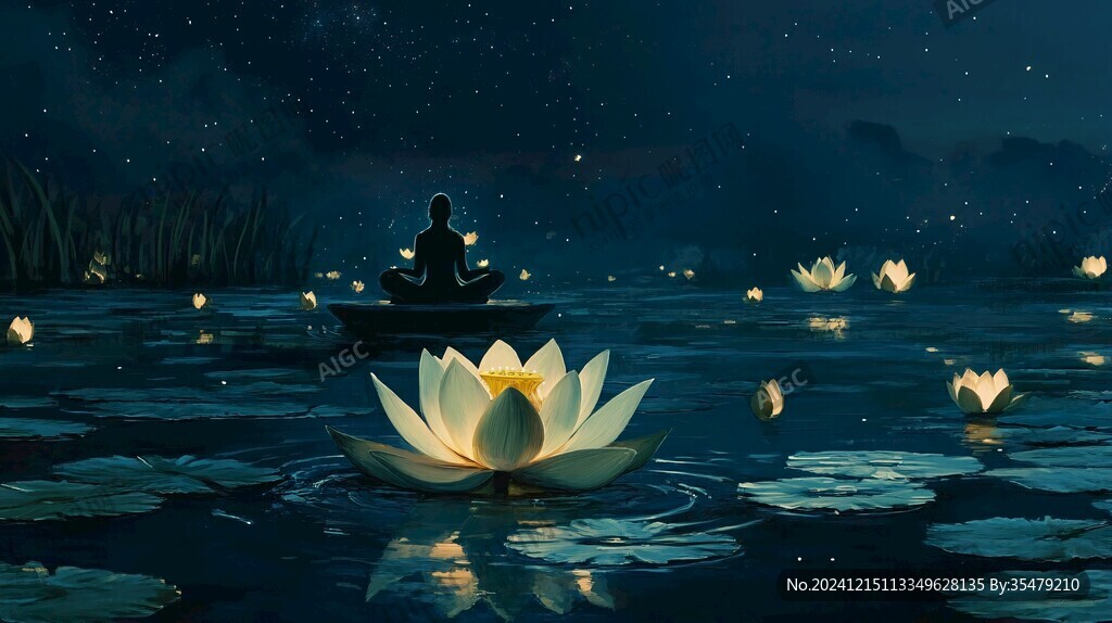 禅境秋夜极品意境插画