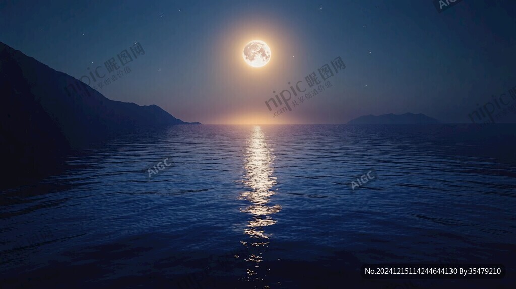 大海大地月光自然