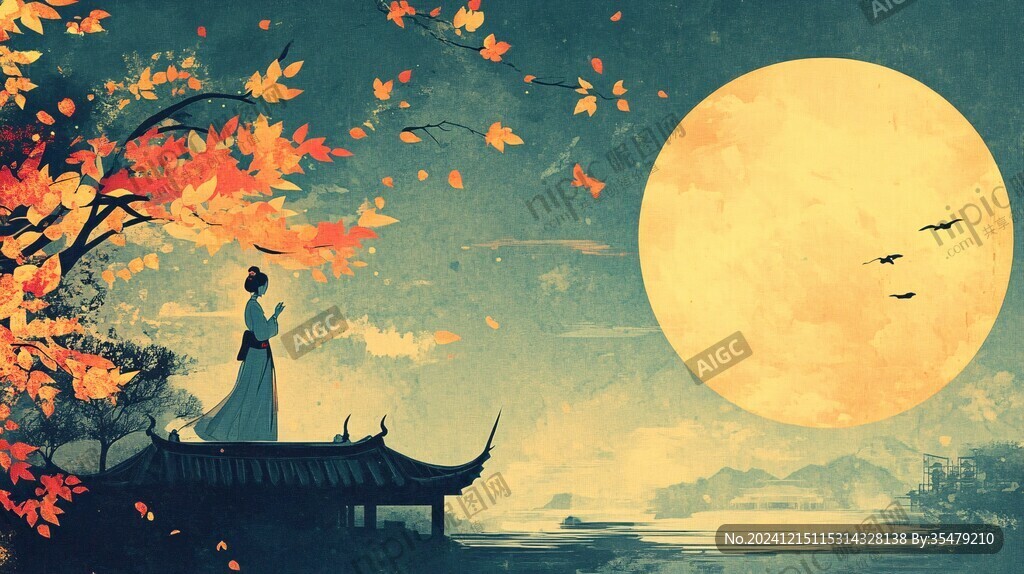 手绘秋月里
