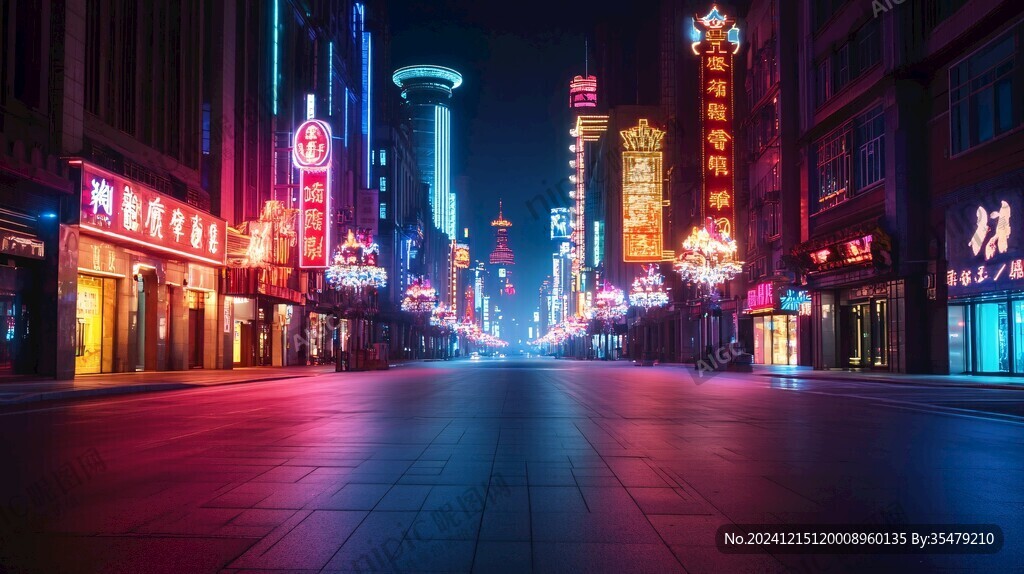 霓虹灯街道