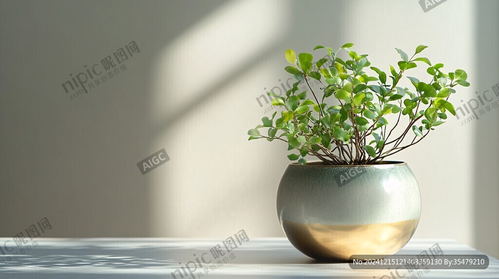 阳光与小盆栽