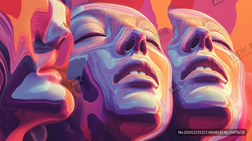 人脸色块拼接装饰画