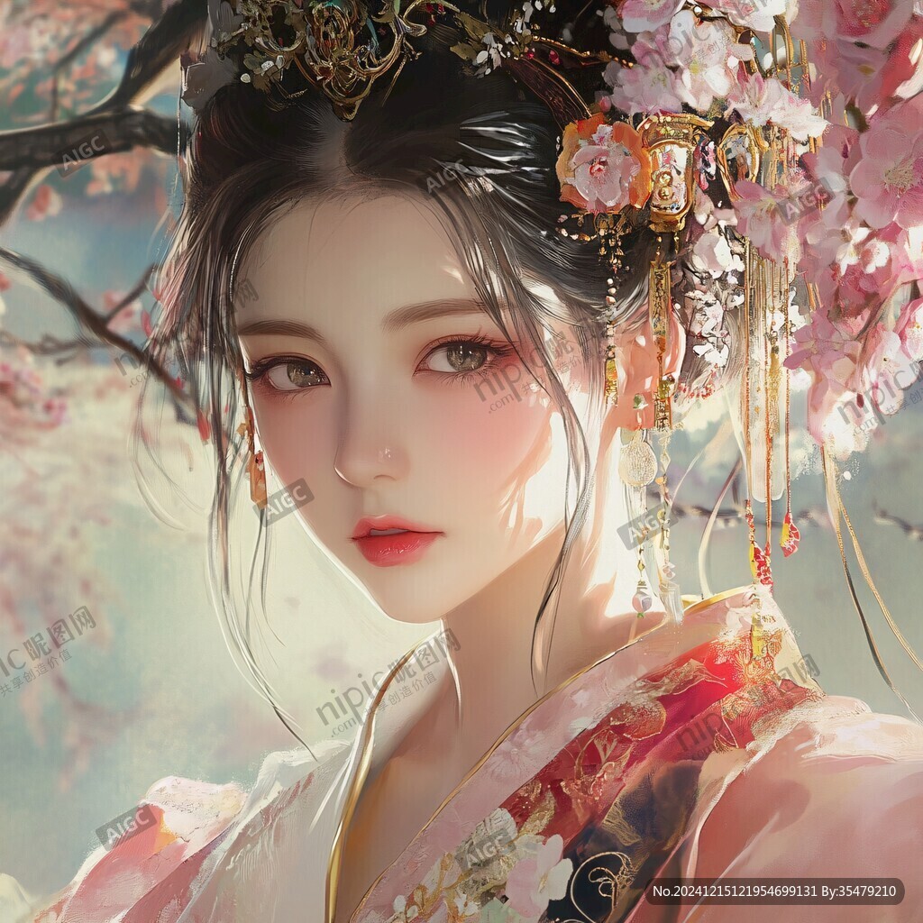 古风美女头像插画封面