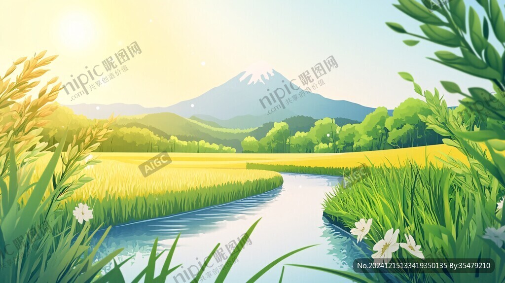 稻田风景插画