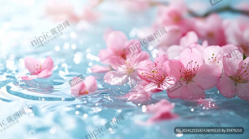 唯美水上桃花