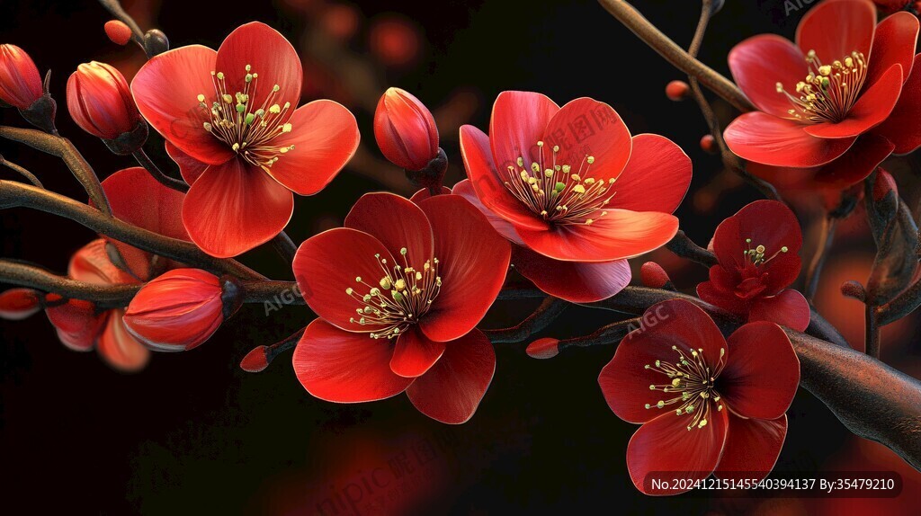 3d红色花