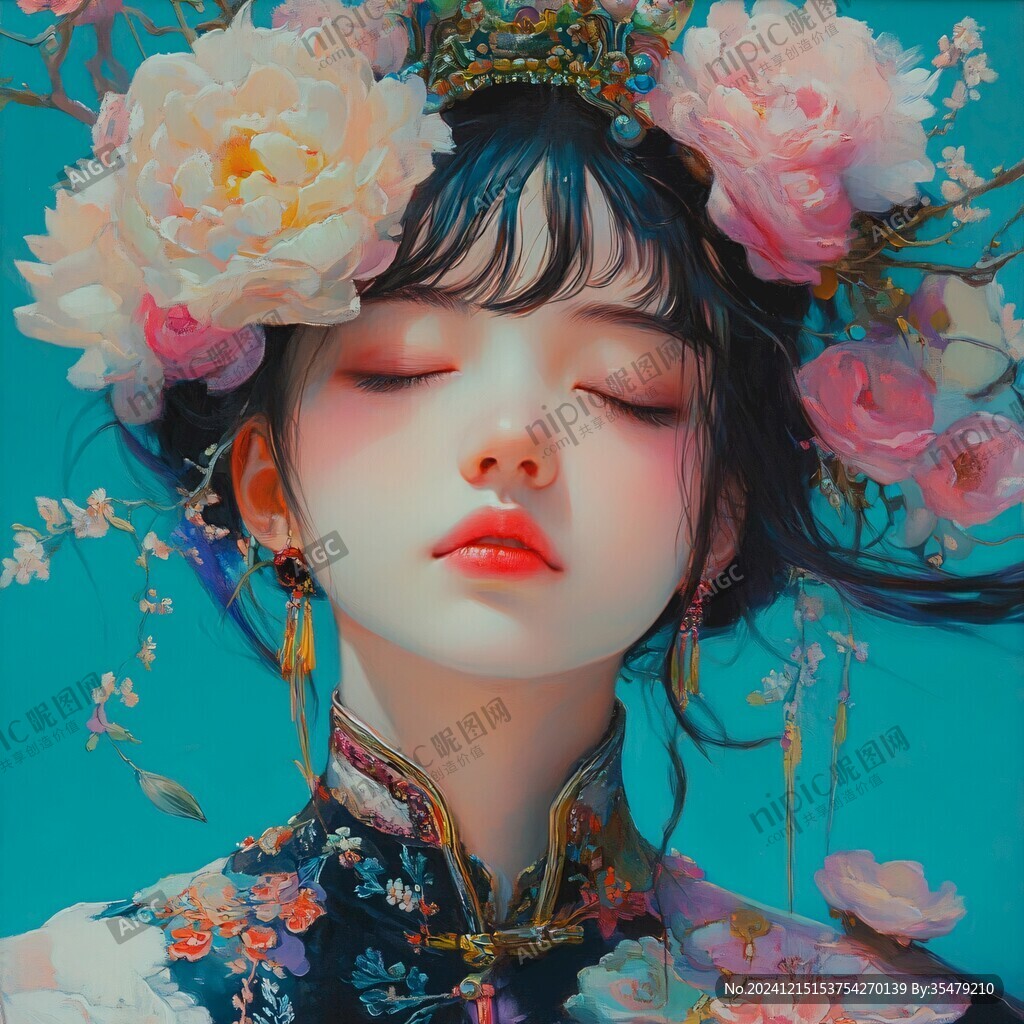 古风美女头像插画封面