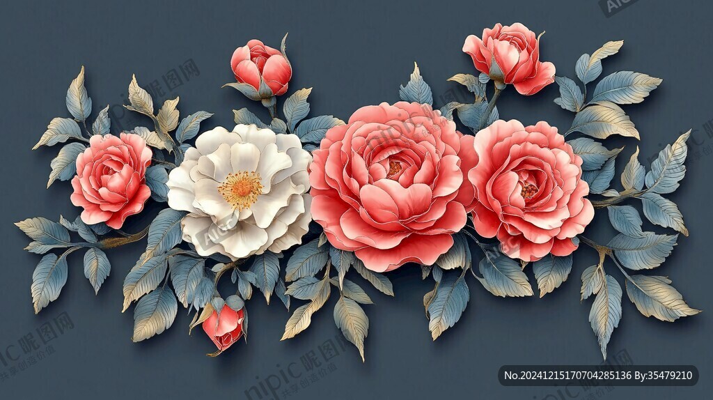 3d牡丹花卉