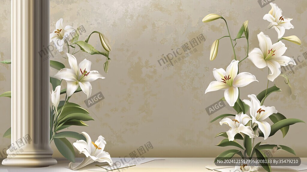 百合花背景墙