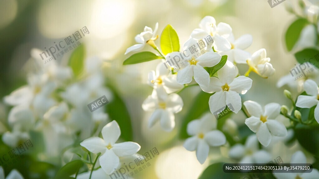 绿叶白花壁纸
