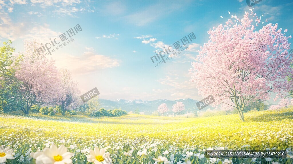 唯美梦幻花田场景