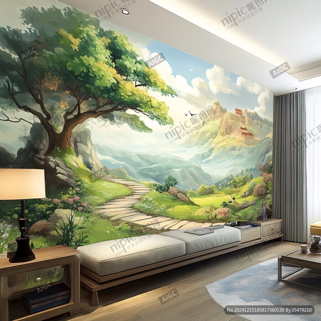 山水壁纸壁画墙纸