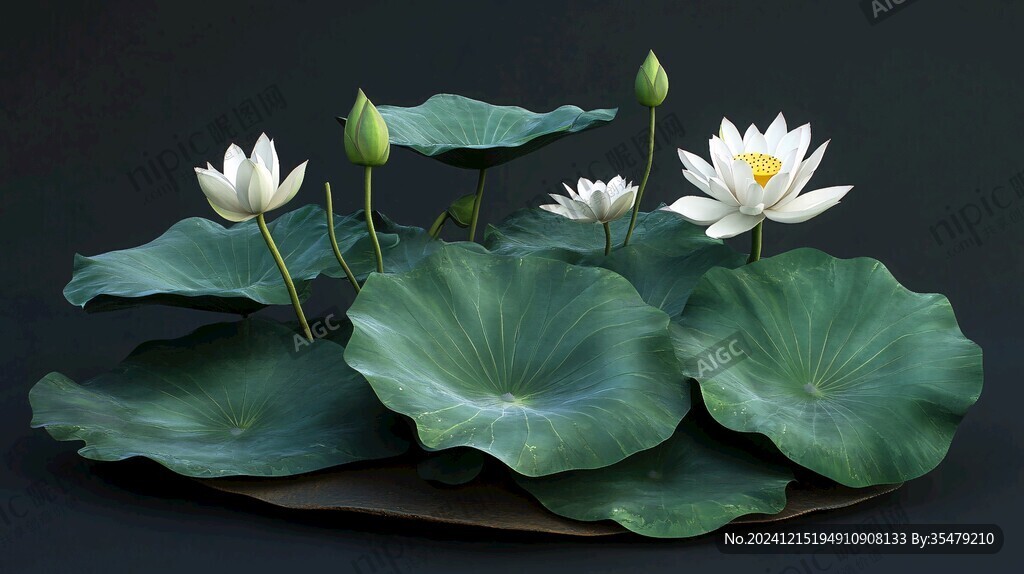 3d立体花卉荷花