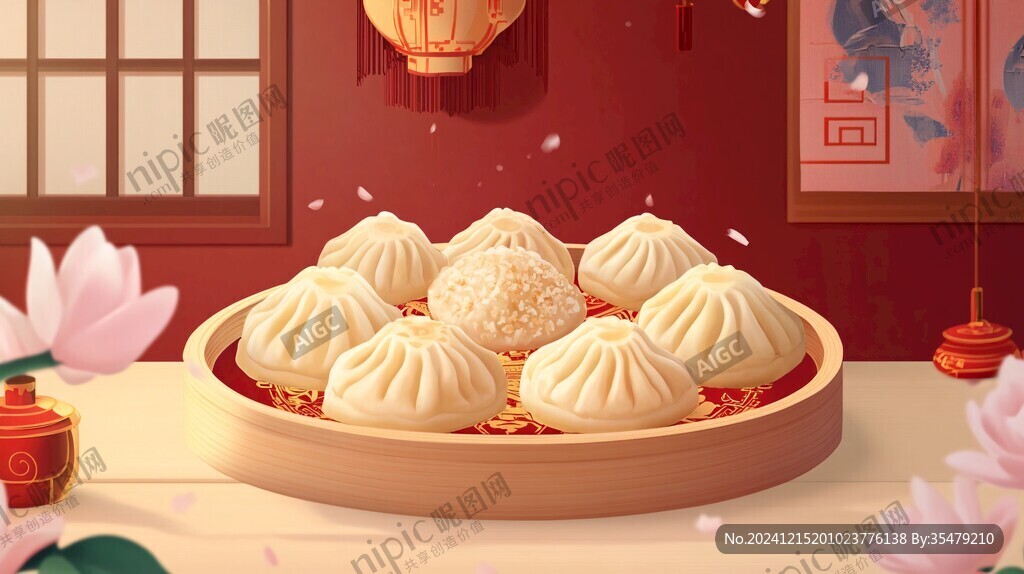 小笼包插画