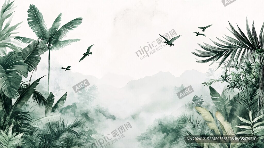 热带雨林花草树木背景