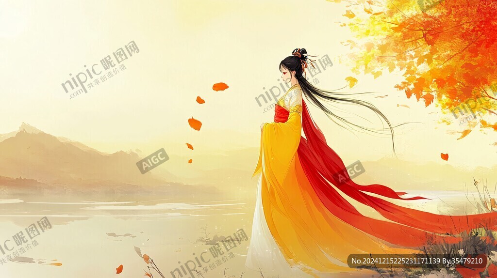 红衣少女设计古风