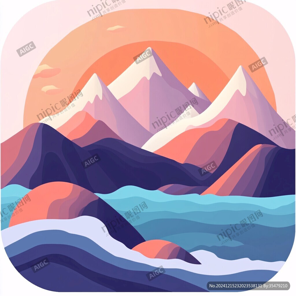 山川河流插画