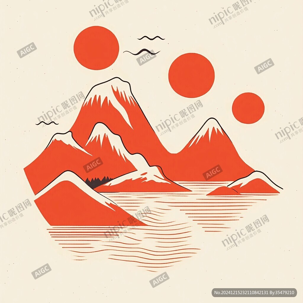 简约山插画