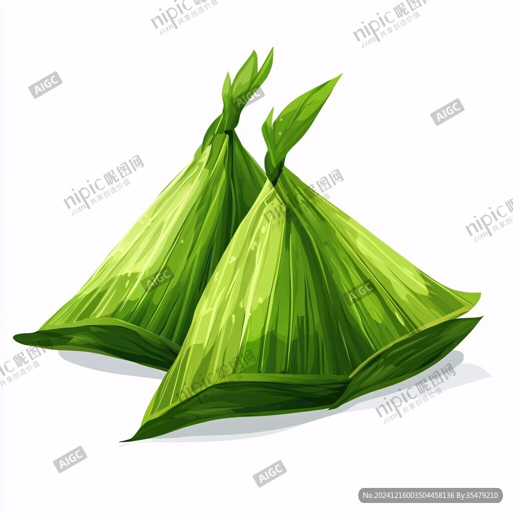 手绘粽叶