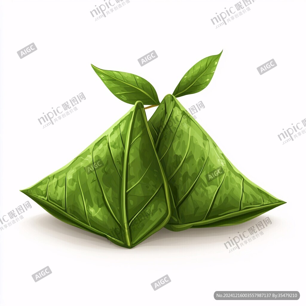 手绘粽叶