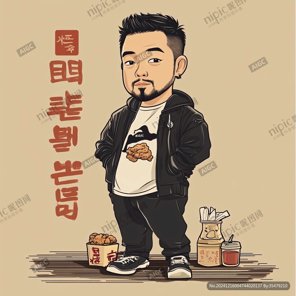 胖哥炸鸡包装插画