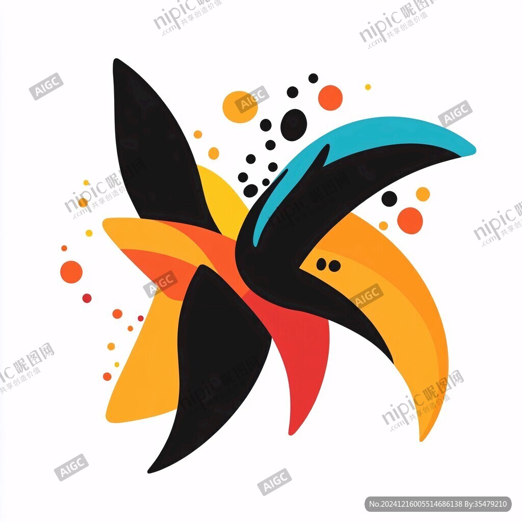 旋转彩翼logo设计