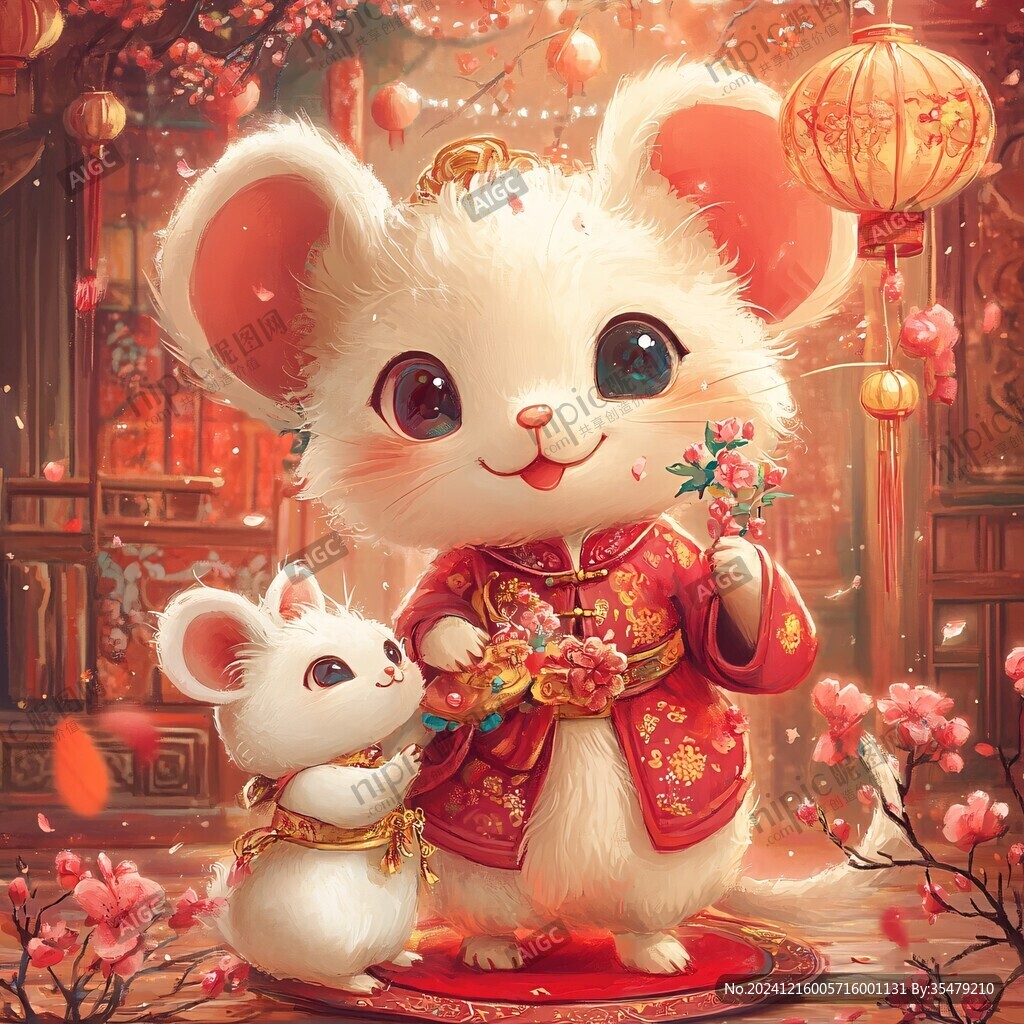 鼠年拜年插画