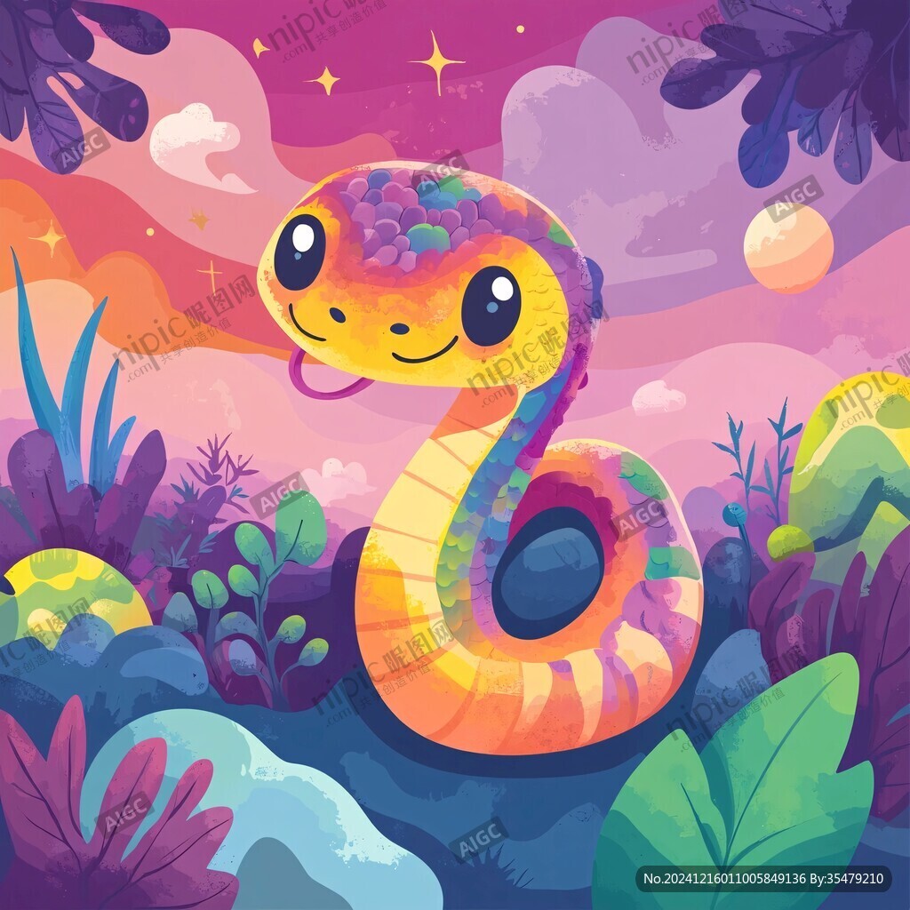 扁平风蛇插画