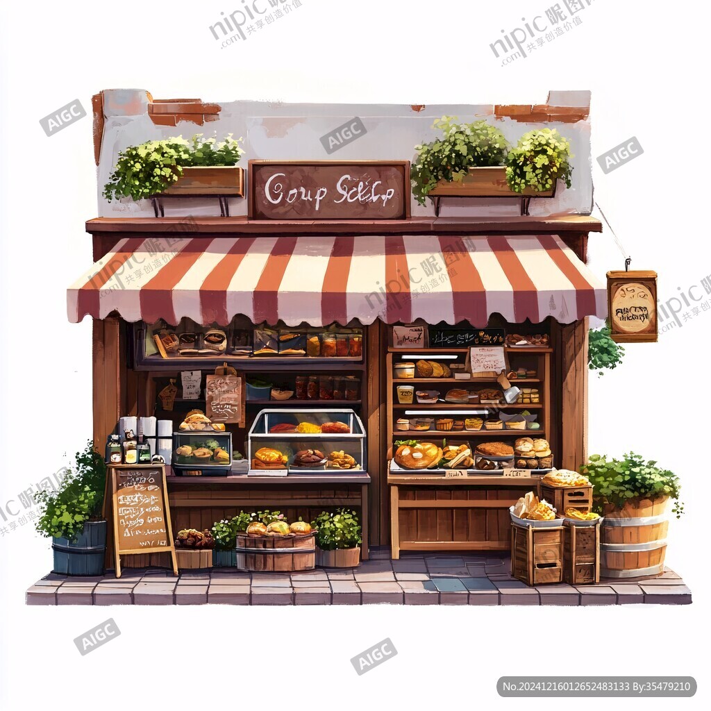 手绘面包作坊店