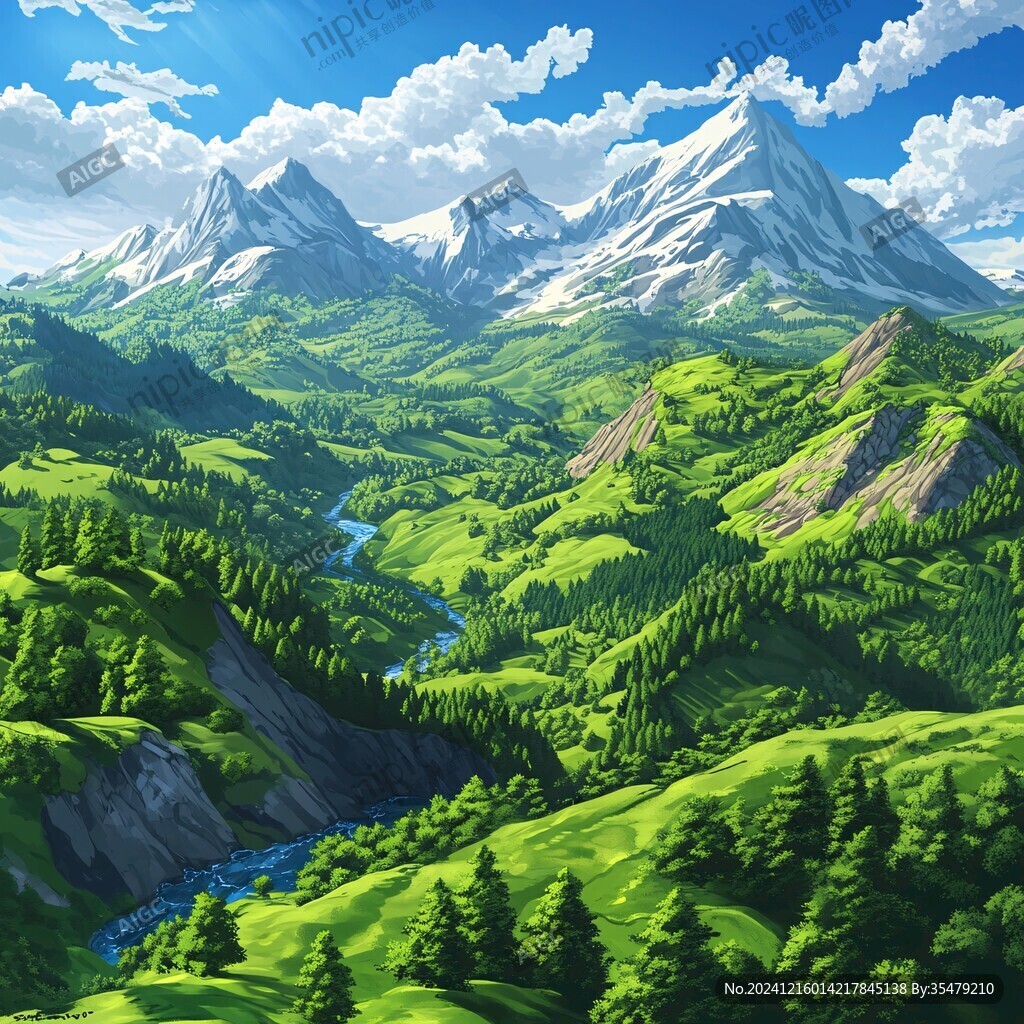 现实山景画