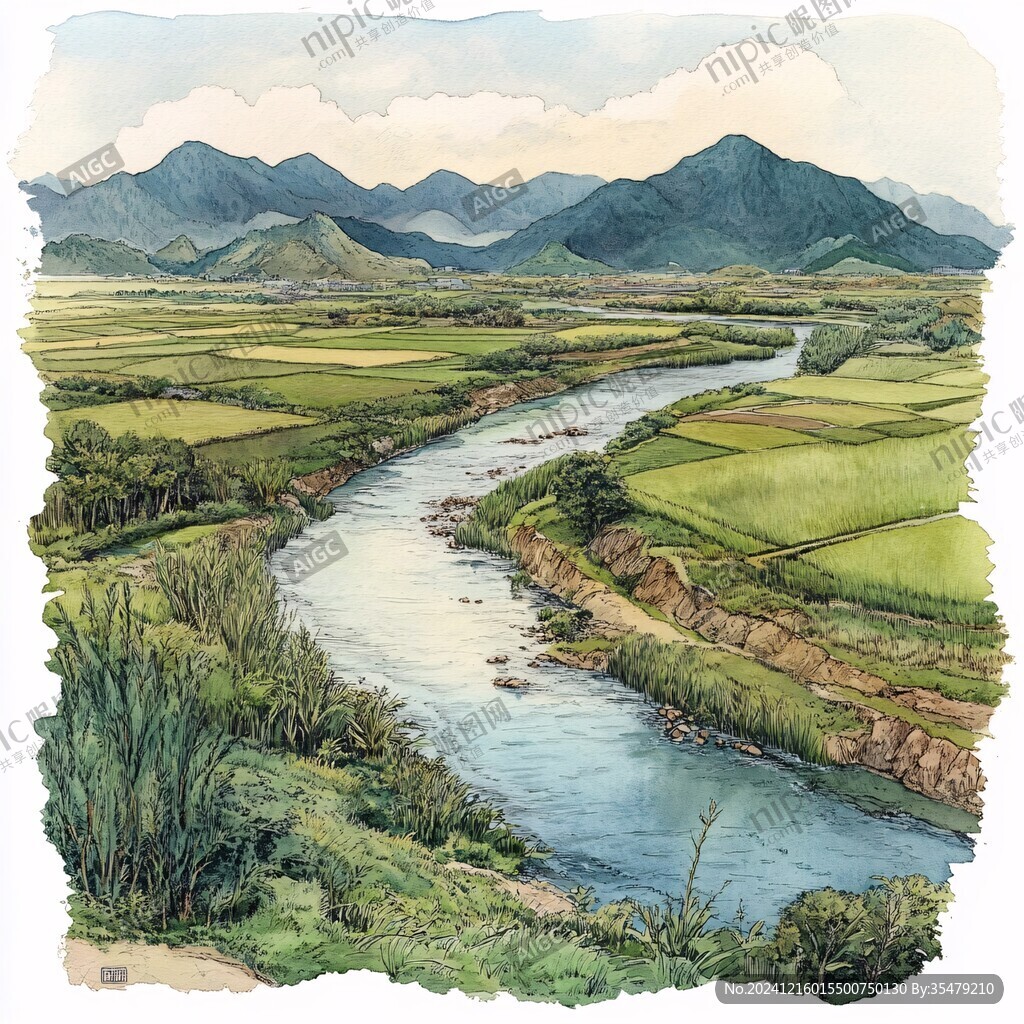 手绘河流