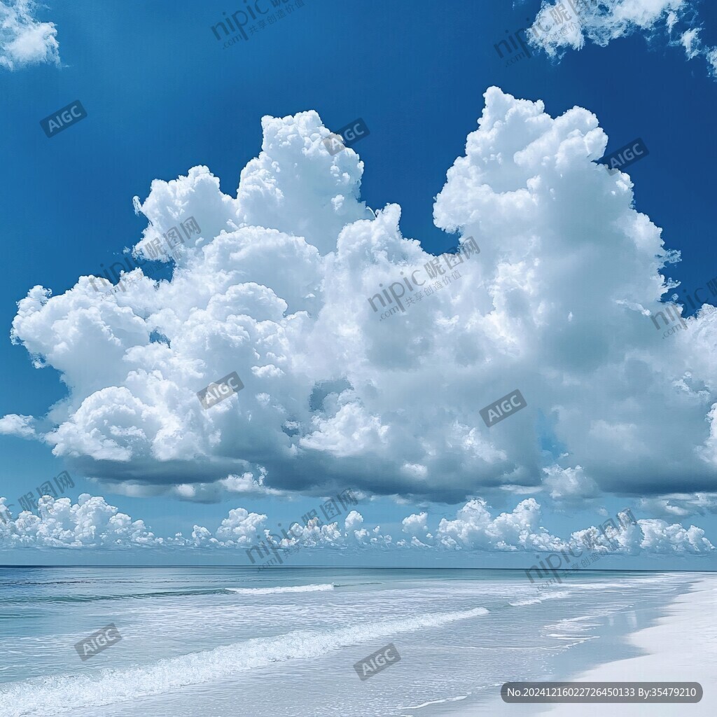 高清蓝天白云大海