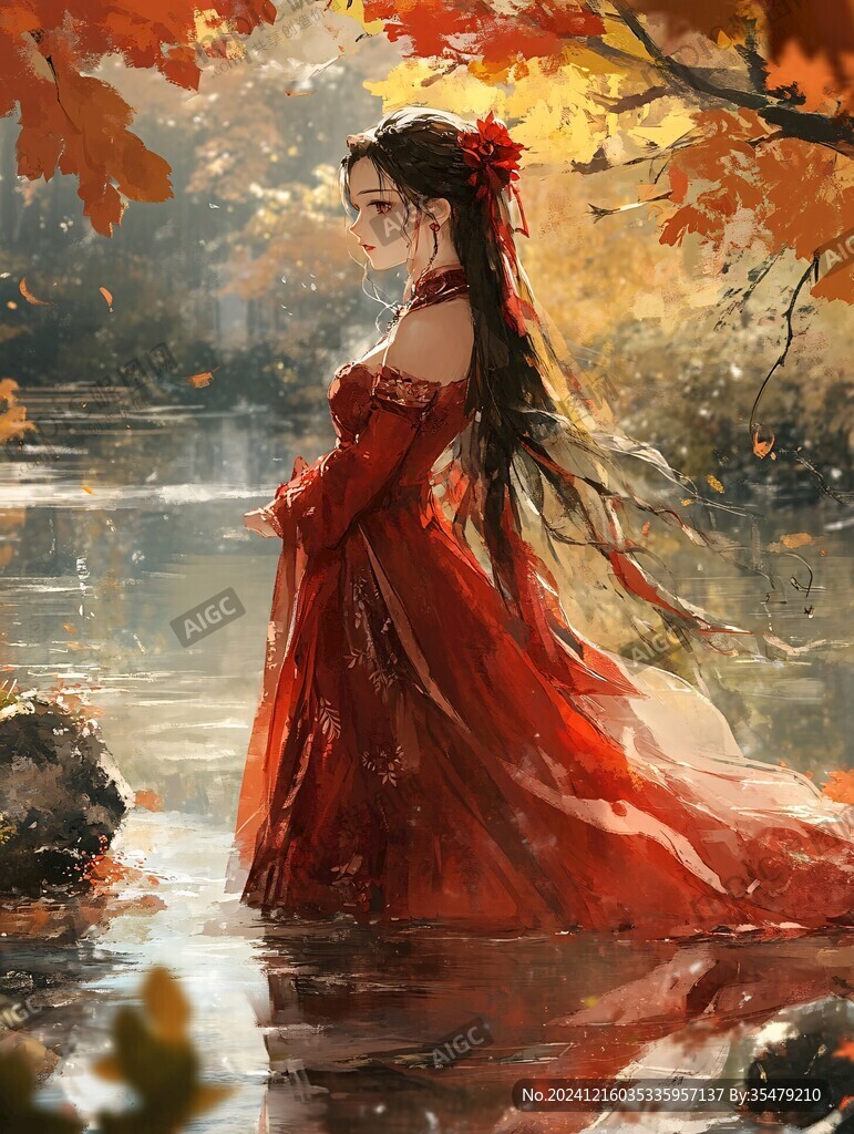 红衣少女设计古风