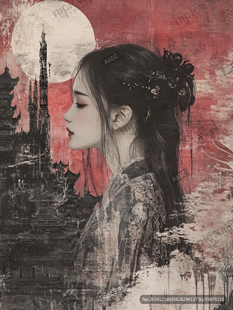 古风人物装饰画原图