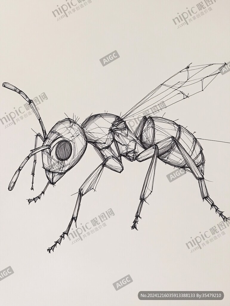 手绘蚂蚁动物插画