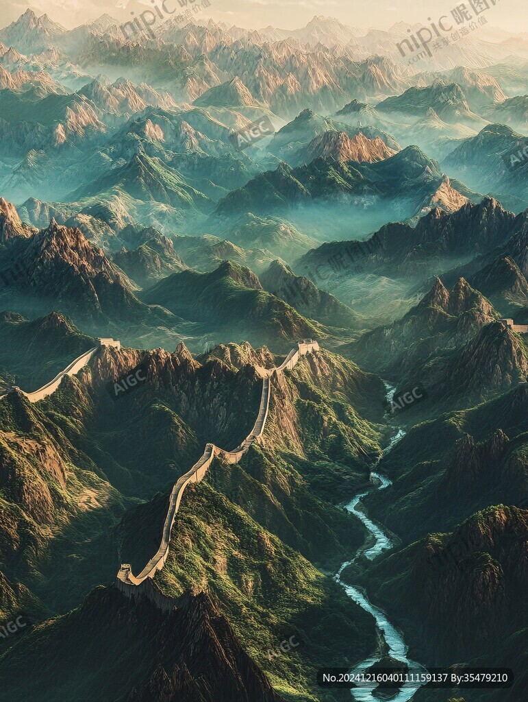 蜿蜒曲折长城美景