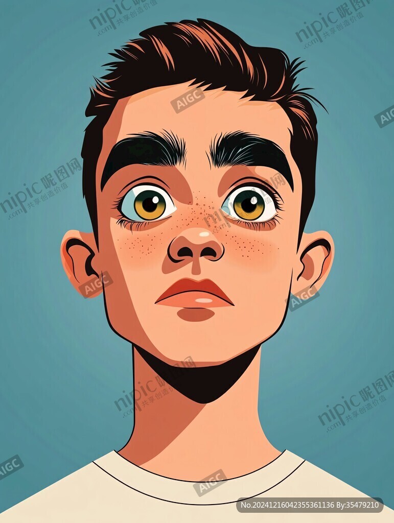 平头男孩插画