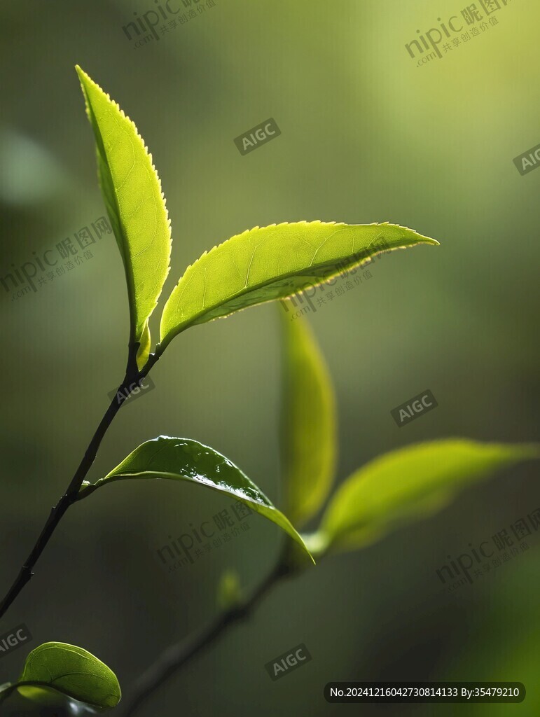嫩绿的茶树芽茶香