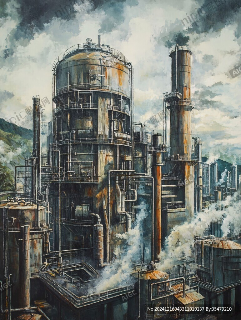 工业区油画