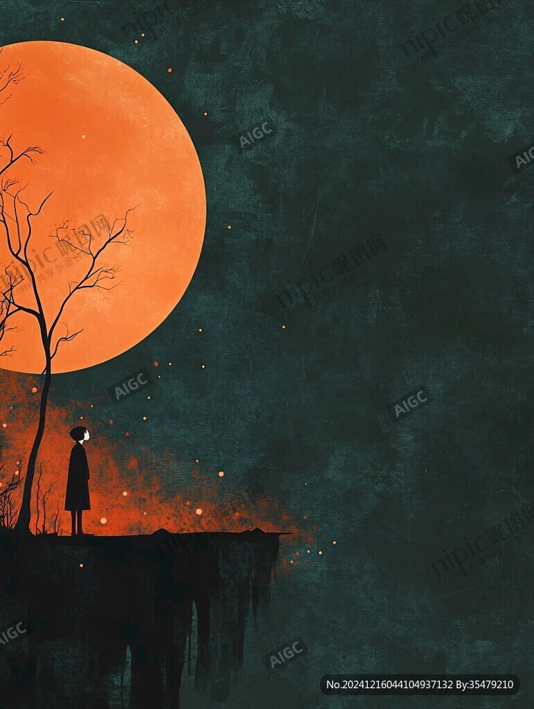 月光插画月光下
