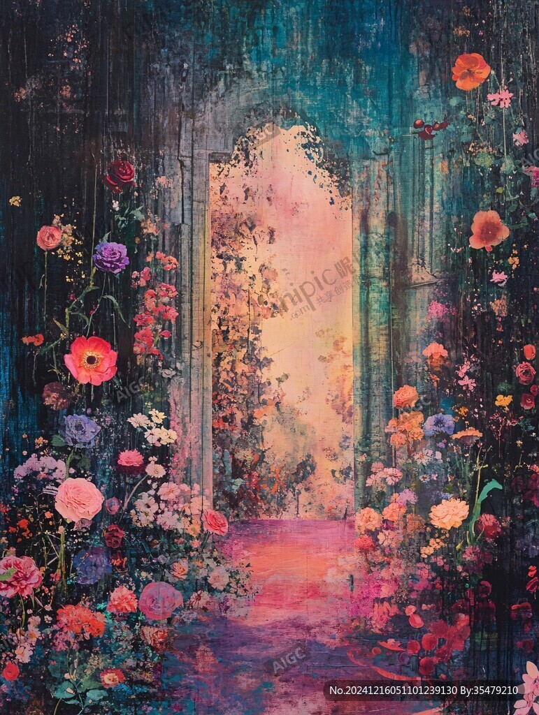 梦幻花朵油画艺术画
