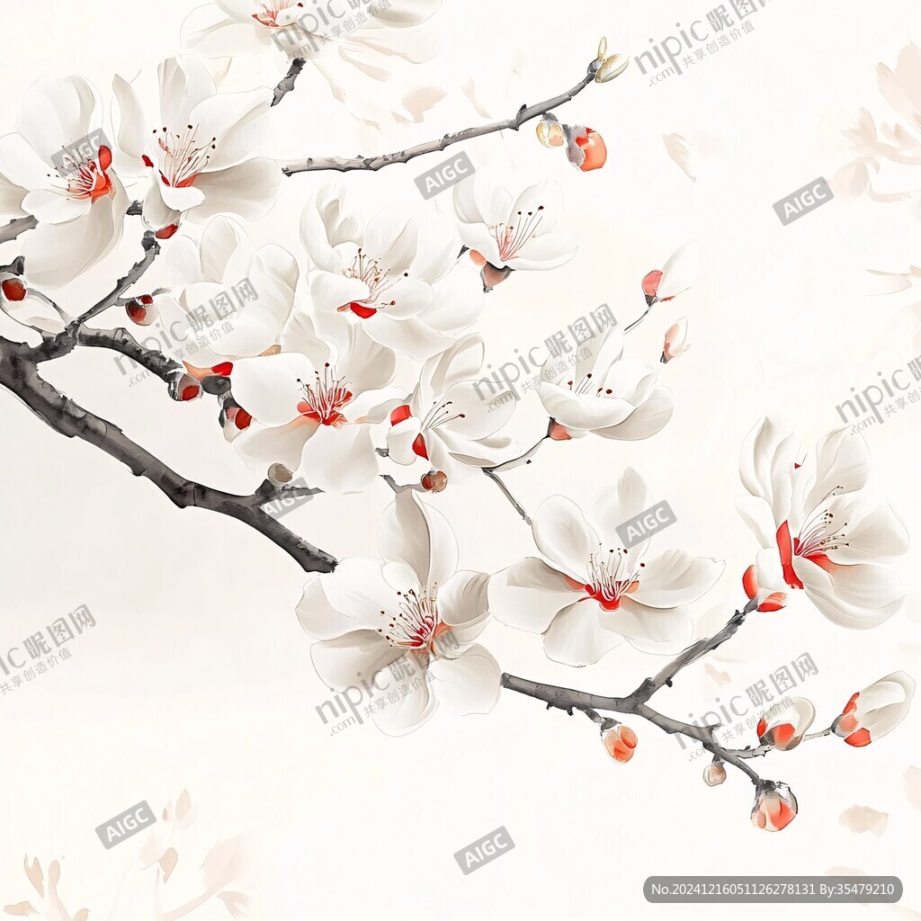新中式桃花壁画