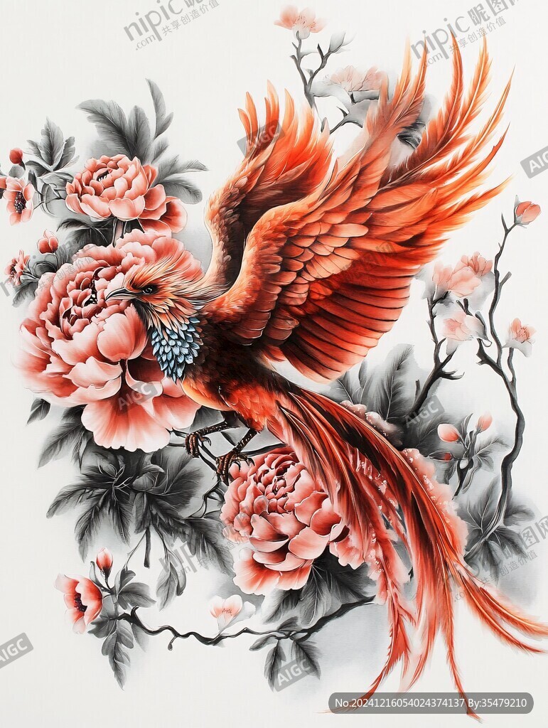 牡丹花凤凰