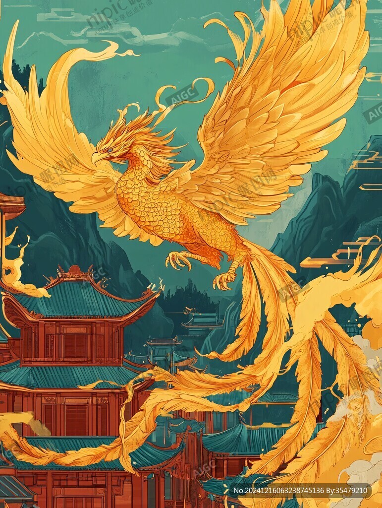 凤凰包装插画