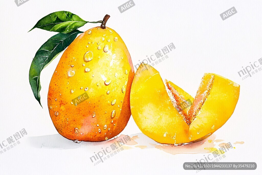贵妃芒插画手绘