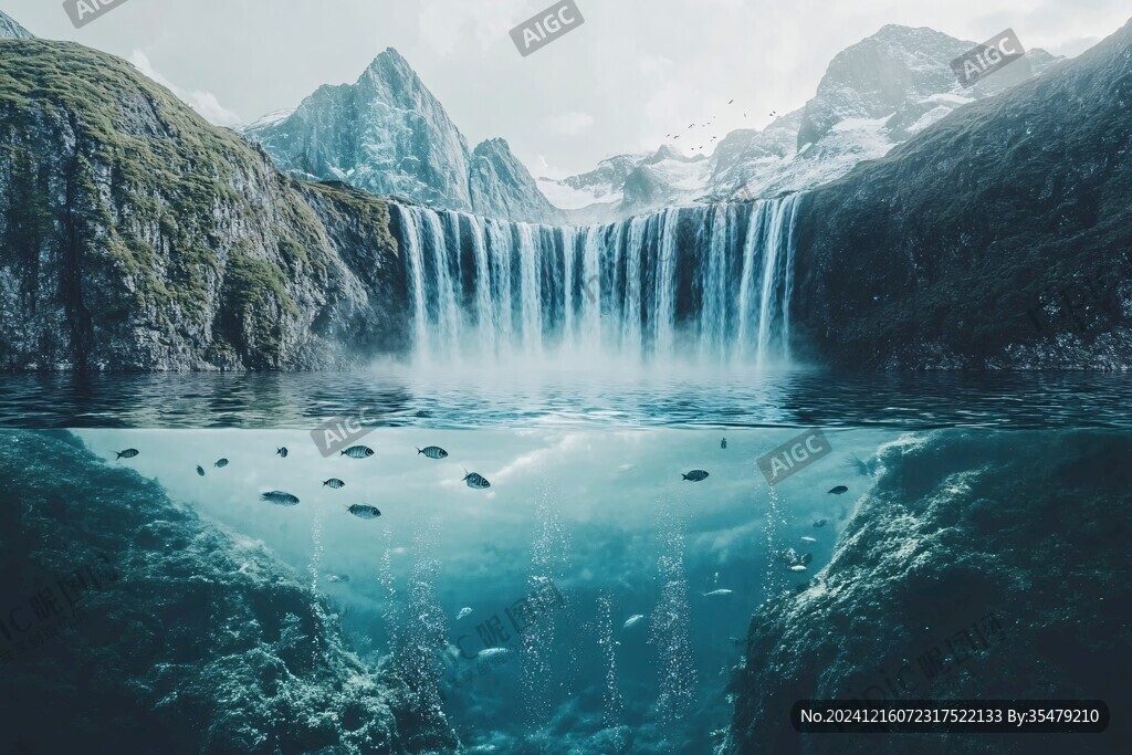 瀑布鱼自然风景