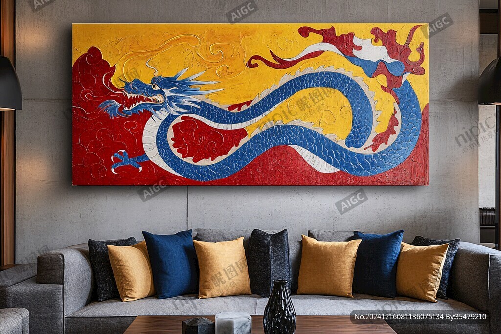 手绘龙装饰挂画