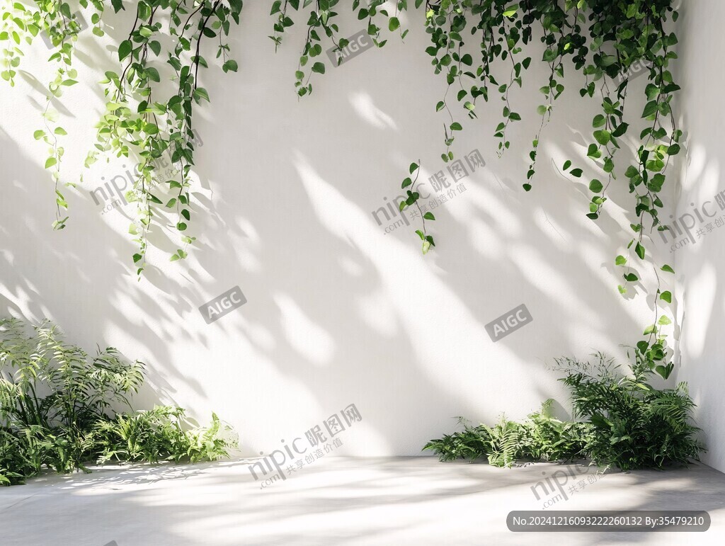 墙枝叶绿色植物常