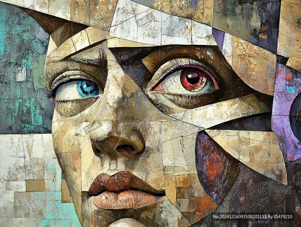 人脸色块拼接装饰画