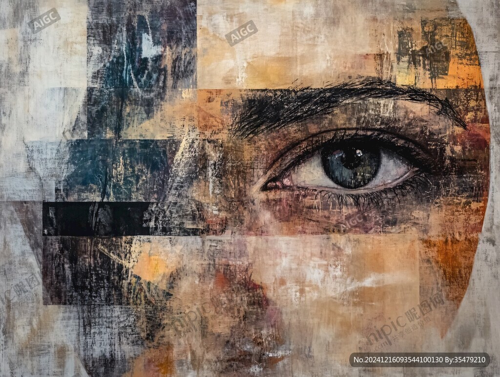 人脸色块拼接装饰画